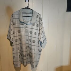 Reebok Golf Men’s 4X Gray Striped Performance Polo | Lightweight Comfort Fit